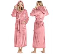 Peignoir ultra doux avec capuche en polaire longue pour femme.