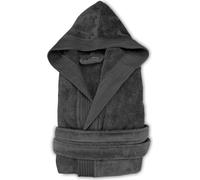 Peignoir unie The One à capuche en velours, gris anthracite, taille S/M