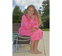 Peignoir Unyqoos® avec col montant – 100% coton éponge turc, 400 g/m², couleur rose/pêche, taille S/M, coupe ample, très absorbant et à séchage rapide, avec ceinture et 2 poches