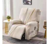 PEIHUODAN 1 Place Housse de Fauteuil Inclinable 4 Pièces, Simplicité Style Housse de Canapé avec Accoudoirs en Polyester Extensible, avec Poches Latérales Housses de Chaise Relaxante (Style 6)