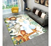 PEIHUODAN Animaux éléphant Girafe Gaming Tapis Chambre à Coucher Enfant Fille Garçon Flanelle Douce Antidérapant Décoration pour Canapé/Salon/Chambre - Idéal Salle de Jeux Tapis de Bain, 80x120 cm