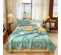 PEIHUODAN Couverture d'été Legere Et Fine, Couette Été Imprimée Fleurs sans Housse, Couette Ete Coton De Soja Lavable, Douce et Confortable, Couverture Quilting d'Été Réversible (Couleur 3,180x200cm)