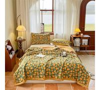 PEIHUODAN Couverture d'été Legere Et Fine, Couette Été Imprimée Fleurs sans Housse, Couette Ete Coton De Soja Lavable, Douce et Confortable, Couverture Quilting d'Été Réversible (Couleur 1,180x200cm)