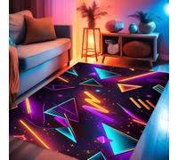 PEIHUODAN Gaming Tapis Chambre Gamer Adolescent Garçon Néon Géométrique Jeux Vidéo Doux Antidérapant Tapis pour Salle de Jeux Paillasson Décoratifs pour Chambres Ado, 80x120 cm, Color 5