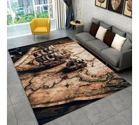 PEIHUODAN Moderne Grand Tapis de Salon, Motif Carte Trésor Bateau Pirate et Crâne, Doux Antidérapant Décoration Gaming Tapis de Sol pour Chambre Adolescent Gamer, Salle de Jeux, 120x160 cm, Color 3
