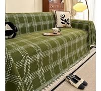 PEIHUODAN Plaid pour Canape Grand 1-4 Places, Léger Et Doux, Réversible Et Décoratif, Motif Carreaux Rayés De Style Simple, pour Lit Futon (Vert,180x340cm)