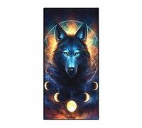 PEIHUODAN Serviette De Plage Grande Taille Homme Ado Garcon XXL Microfibre Serviette De Bain Personnalisée Adulte 3D Loup Lion Motif Noir Bleu Serviette Couverture Spa Nager Sport (70x150 cm,Couleur)
