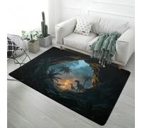 PEIHUODAN Tapis Chambre Ado 3D Illusion Optique Motif Fissure de Lave, Monde sous-Marin, Forêt de Dinosaures, Antidérapant Doux, Tapis de Sol Salon Chambre, Tapis de Bain, 140x200 cm, Color 6