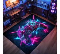 PEIHUODAN Tapis Chambre Ado Gamer 3D Tapis Gaming Sol Deco Gamer Chambre Garcon Adulte Enfant Antidérapant Lavable Néon Coloré Graffiti Console De Jeu Flanelle Doux Carpet (Gris,100x150cm)