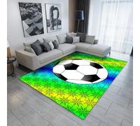 PEIHUODAN Tapis Football pour Chambre Garçons Tapis de Sol Sport Adolescent Gaming Déco Antidérapant Lavable Soccer Motif Imprimé Doux Grand Salon Moquette Maison (Couleur 4,100x120cm)