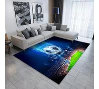 PEIHUODAN Tapis Football pour Chambre Garçons Tapis de Sol Sport Adolescent Gaming Déco Antidérapant Lavable Soccer Motif Imprimé Doux Grand Salon Moquette Maison (Couleur 1,100x150cm)