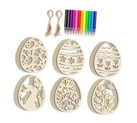 Peindre des Œufs en Bois pour Pâques,Style B | activité familiale, création personnalisée, peinture et colle, résultat décoratif