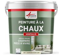 Peinture à la Chaux Intérieure Décorative 60 m² Champagne Jaune Clair | Aspect Mat, sans Solvant Ni Odeur, Perméable, Murs, Ciment, Pierre, Chaux, Application à la Brosse - Arcane Industries