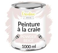 Creative Deco Peinture à la Craie Beige Poudré | 1L | Mat et Lavable | Pour Bois et Meubles | Idéal pour Rénovation | Chalk Paint | Ardoise Craie | Mur Interieur