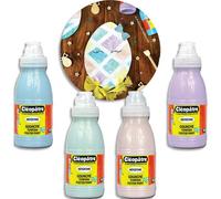 Peinture a l'eau cleopatre nefertari pailletee tous supports flacon 250ml coloris pastel assortis lot 4 unites