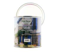 Peinture à l'eau lasure, mate, pour tous types de bois et métaux intérieurs et extérieurs - 7 m² (500 ml, Blanc)