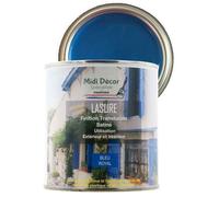 Peinture à l'eau lasure, mate, pour tous types de bois et métaux intérieurs et extérieurs - 7 m² (500 ml, Bleu royal)