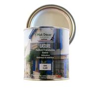 Peinture à l'eau lasure, mate, pour tous types de bois et métaux intérieurs et extérieurs - 7 m² (500 ml, Gris clair)