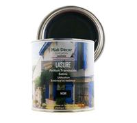 Peinture à l'eau lasure, mate, pour tous types de bois et métaux intérieurs et extérieurs - 7 m² (500 ml, Noir)