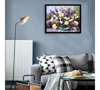 Peinture À L'huile Facile Par Numéros Bricolage Sans Cadre Acrylique Photos Par Numéros Fleurs Violettes Sur Toile Peinture Numérique
