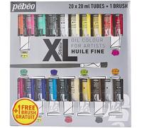 Pébéo Huile Fine XL - Coffret Peinture à l'Huile - 20 Tubes 20 ml + Pinceau - Idéal pour Artistes et Débutants