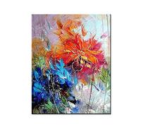 Peinture À L'Huile,Grande Texture Rouge Abstraite Manzhu Shahua Fleur Couteau Peinture Toile Mur Art Moderne 100% Peint À La Main Peintures À L'Huile Sur Toile Oeuvre Pour Salon Chambre Décorati
