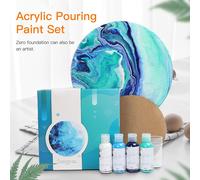 Peinture acrylique à couler, lot de 4 flacons (60 ml), liquide à haut débit pour toile, bois, pierre, verre, carrelage, papier
