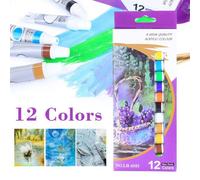 Peinture Acrylique À Pigments Muraux, 12 Tubes/Ensemble De 12ml, Peinture De Couleur, Tissu D'Art, Dessin, Fournitures De Papeterie Scolaire Et De Bureau