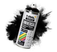 Peinture acrylique aérosol INRAL RAL9005 noir profond brillant - séchage rapide, protection durable intérieur/extérieur - 400 ml
