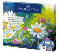 Peinture Acrylique - Coffret 12 Couleurs + Toile 20x25cm + Palette + Pinceaux - Faber-Castell