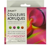 Peinture acrylique - Couleurs fluorescentes - 4 tubes de 22ml - Set d'initiation - AMT