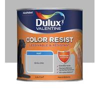 Dulux Valentine Color Resist Pièces à Vivre - Peinture Intérieure Murs, Plafonds, Boiseries - Lessivable et Résistante - Couleur : Gris Chic - 0,5 L