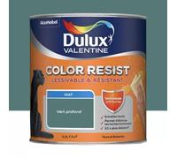 Dulux Valentine Color Resist Pièces à Vivre - Peinture Intérieure Murs, Plafonds, Boiseries - Lessivable et Résistante - Couleur : Vert Profond - 0,5 L