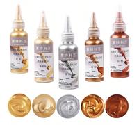 Peinture acrylique en métal, pigment de résine 60ml, crochet en plâtre de couleur or, argent, cuivre. Pâte pour la création de bijoux fait main, DIY, coloration. Retour à l'école Argent 60ML,Or 60ML,o