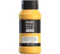 Liquitex 8870383 Basics Fluid - Peinture acrylique à consistance fluide, à séchage rapide, résistante à la lumière, imperméable, à base d'eau, Flacon de 118 ml, Jaune Cadmium Foncé Imitation