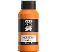 Liquitex 8870385 Basics Fluid - Peinture acrylique à consistance fluide, à séchage rapide, résistante à la lumière, imperméable, à base d'eau, Flacon de 118 ml, Orange de Cadmium Imitation