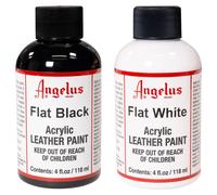 Peinture acrylique imitation cuir, 2 pots de 118 ml, finition mate, noir et blanc, à base d'eau