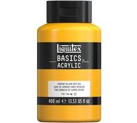 Liquitex 8870316 Basics - peinture acrylique, peinture artistique monopigmentée, résistante à la lumière, qualité archive, finition satinée, pot de 400 ml - Jaune De Cadmium Foncé Imitation