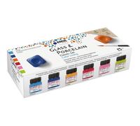 Peinture acrylique - KREUL - Glass & Porcelain Classic-Set - 6 couleurs - 6×20 ml - Résistante lave-vaisselle