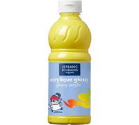 Peinture acrylique lefranc bourgeois glossy fluide brillante indélébile multi-supports jaune primaire flacon 500ml