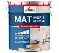 Peinture acrylique mate pour mur et plafond : ARCADÉCO MUR MAT - 10 L Blanc Crème - RAL 9001