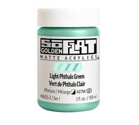 Peinture acrylique mate SoFlat par GOLDEN, vert phthalo clair, pot de 59 ml, peinture acrylique professionnelle, semi-opaque