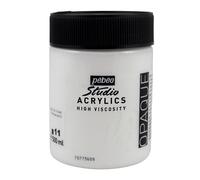 Peinture acrylique - PÉBÉO - Pot de 500 ml - Blanc de titane - Finition mat - Pour enfants et artistes