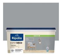 Peinture acrylique Ripolin ESPRIT DECO monocouche satin 2L5 gris galet