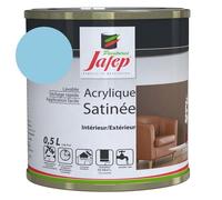 Peinture Acrylique Finition Satinée 0,5L - Couleur Bleu Caraïbes - Surface entre 6 et 7 m² - Multi Supports - Sèche Rapidement - Peinture Murale - Utilisation Intérieur et Extérieur - Jafep
