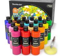 Peinture acrylique set - 18 couleurs - 240 ml par flacon - Pour artistes et enfants - Toile, bois et pierre