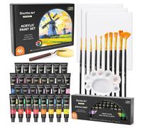 Peinture acrylique set - 30 couleurs - 12 ml - Avec pinceaux et toile