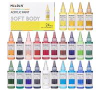 Peinture acrylique Soft Body, 24 couleurs x 60 ml, finition mate, idéale pour la toile, le bois et le verre