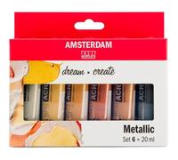 Peinture acrylique - Talens - AMSTERDAM - Métallisé - 6 x 20 ml - Diluable à l'eau
