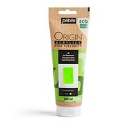 Pébéo - Origin Acrylics 120 ml - Peinture Acrylique Éco-Conçue - Haute Viscosité - Finition Fluorescent - Liant 100% Recyclé - 96% de Matières Premières d’Origine Européenne - Vert Fluorescent